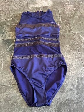 Vince Camuto Navy One-Piece Swimsuit with Sequin Stripes